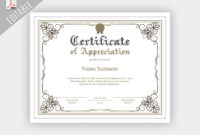 Printable Certificate Of Appreciation, Editable Certificate Template pertaining to Fascinating Downloadable Certificate Of Recognition Templates