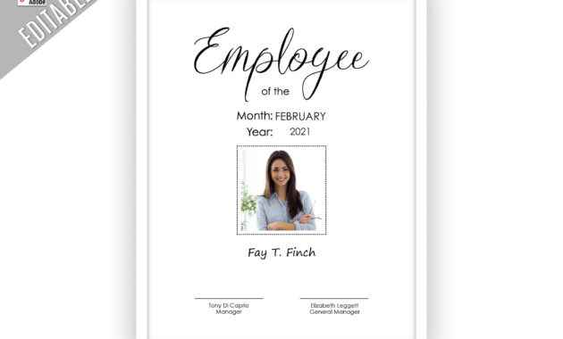 Printable Elegant Employee Of The Month Template, Editable Picture regarding Employee Of The Month Certificate Template Word