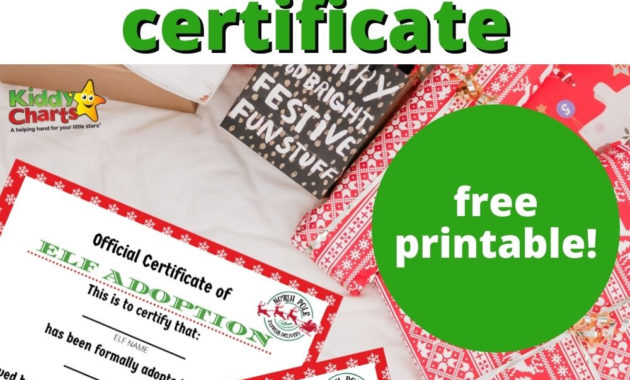 Printable Elf Adoption Certificate - Kiddycharts with regard to Elf Adoption Certificate  Printable