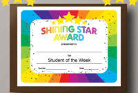 Printable -Kids Student Of The Week Kindergarten And Elementary regarding Star Student Certificate Templates