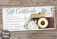 Printable Photography Gift Certificate Template Photo Session | Etsy with regard to Photography Session Gift Certificate