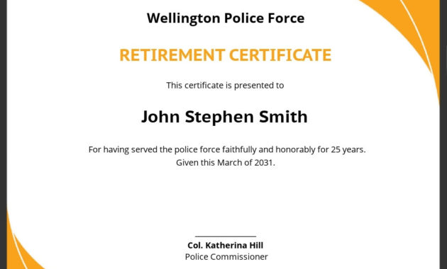 Retirement Certificate Template [Free Jpg] - Google Docs, Illustrator intended for Top Retirement Certificate Templates
