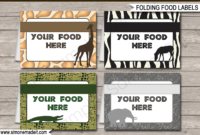 Safari Party Food Labels | Place Cards | Zoo Or Safari Theme Decorations in Awesome Zoo Gift Certificate Templates  Download