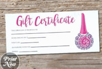 Salón Gift Certificate Template Free Beautiful Printable Nail Salon in Printable Beauty Salon Gift Certificate Templates