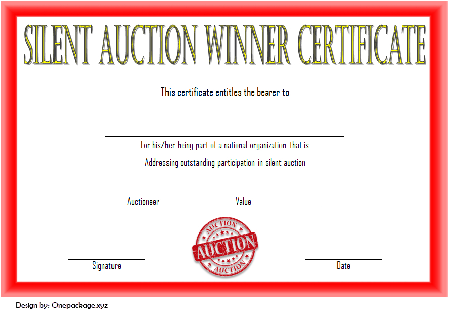 Silent Auction Certificate Template 10 New Designs 2019 Within Free intended for Silent Auction Certificate Template 10 Designs 2019
