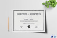 Simple Certificate Of Recognition Design Template In Psd, Word with Certificate Of Recognition Template Word