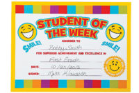 Smile Face "Student Of The Week" Certificates – Orientaltrading inside Amazing Student Of The Week Certificate