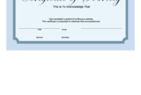 Sobriety Certificate Template - 30 Days - Blue Printable Pdf Download within Certificate Of Sobriety Template