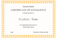 Student Excellence Award | Free Student Excellence Award Templates intended for New Academic Excellence Certificate