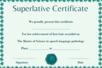 Superlative Certificate Template: 10 Certificate Designs To For in Superlative Certificate Templates