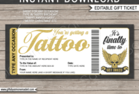 Tattoo Gift Certificate Card Template | Diy Printable Gift Voucher throughout Fascinating Tattoo Gift Certificate Template Coolest Designs