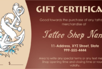 Tattoo Shop Gift Certificate Template #Gift #Certificate #Card # for Fascinating Tattoo Gift Certificate Template Coolest Designs