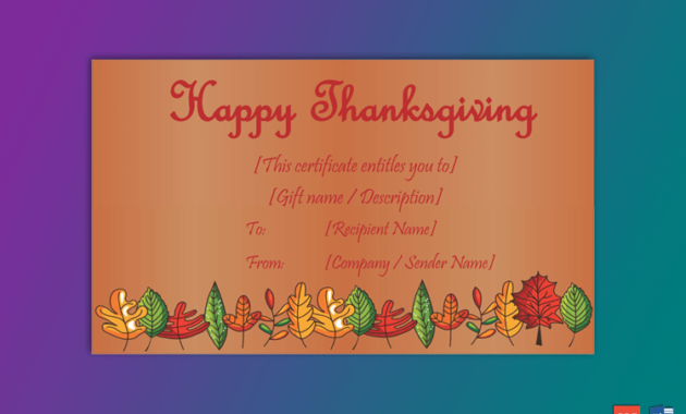 Thanksgiving Gift Certificate Template (Brown, #5603) | Certificate throughout Best Thanksgiving Gift Certificate Template
