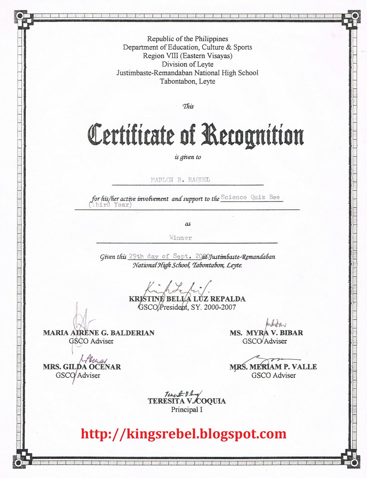 Tidbits And Bytes: Example Of Certificate Of Recognition - Science Quiz Bee pertaining to 6 Printable Science Certificate Templates