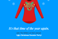 Ugly Sweater Christmas Party Invitation with Free Ugly Christmas Sweater Certificate Template