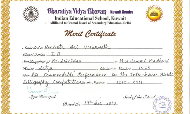 Venky: Merit Certificates - Calligraphy And Drawing for Awesome Merit Award Certificate Templates