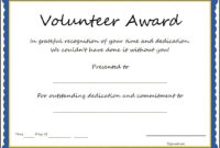 Volunteer Award Certificate Template – Sample Templates in Best Community Service Certificate Template  Ideas