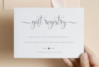 Wedding Registry Card Template Gift Registry Card Minimalist | Etsy for Wedding Gift Certificate Template