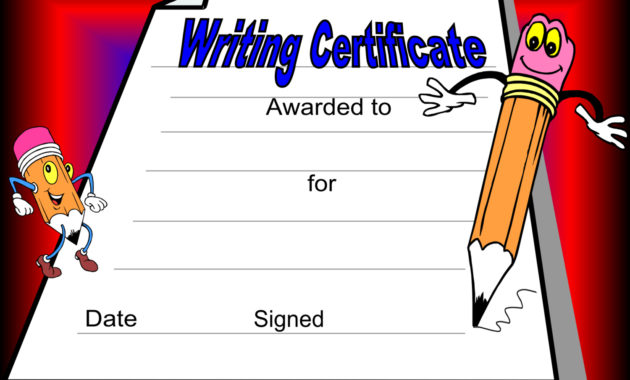 Writing Certificate intended for Handwriting Award Certificate Printable