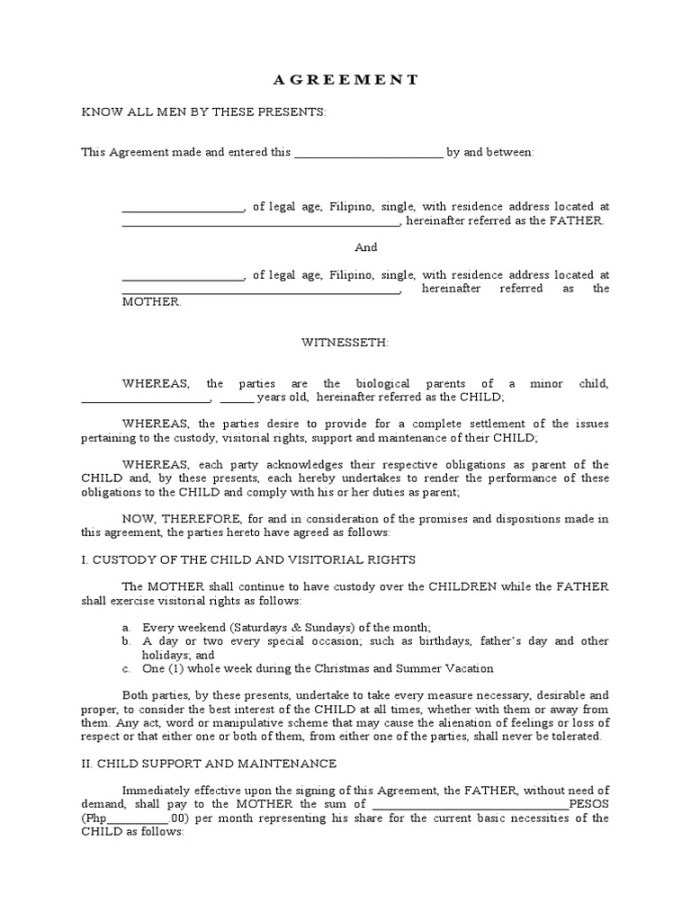 AGREEMENT ON CHILD SUPPORT (Template)  PDF  Social Institutions