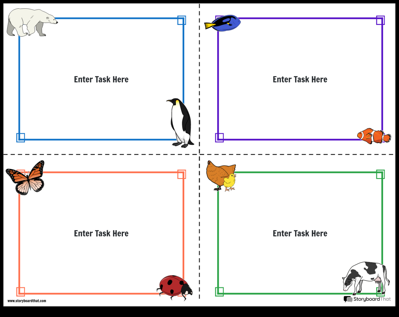 Animal-Themed Task Card Worksheet in Landscape