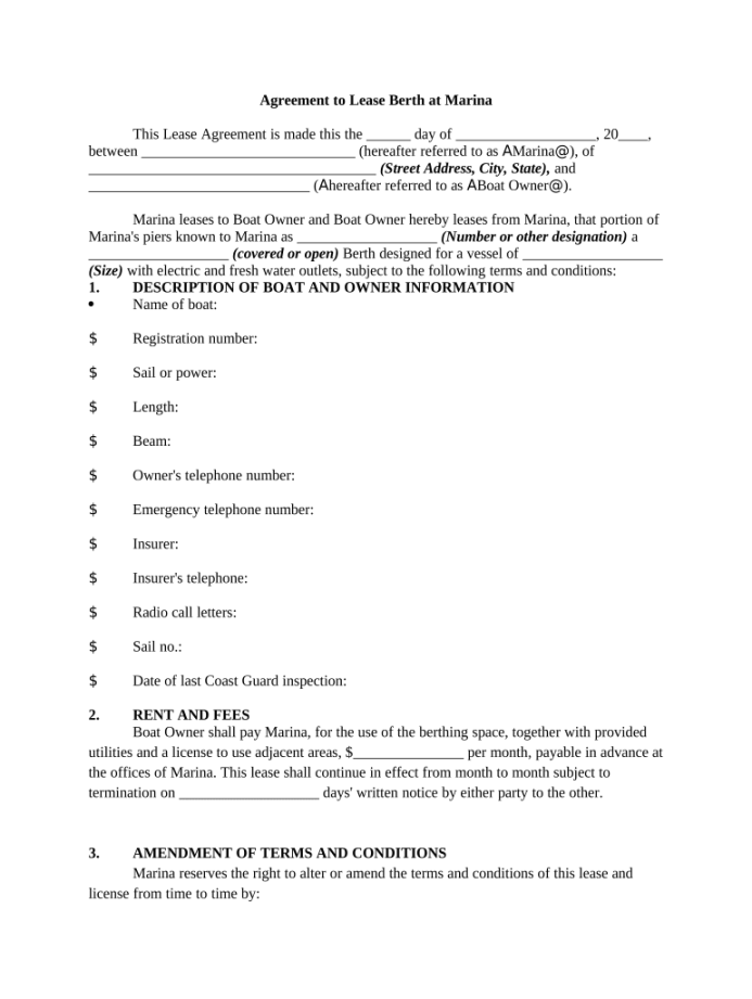 Boat slip rental agreement pdf: Fill out & sign online  DocHub