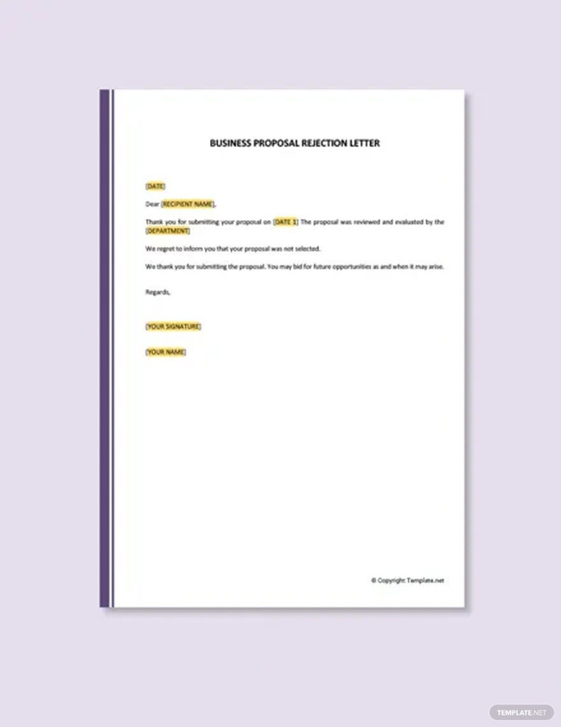 Business Proposal Rejection Letter in Google Docs, Word, Pages