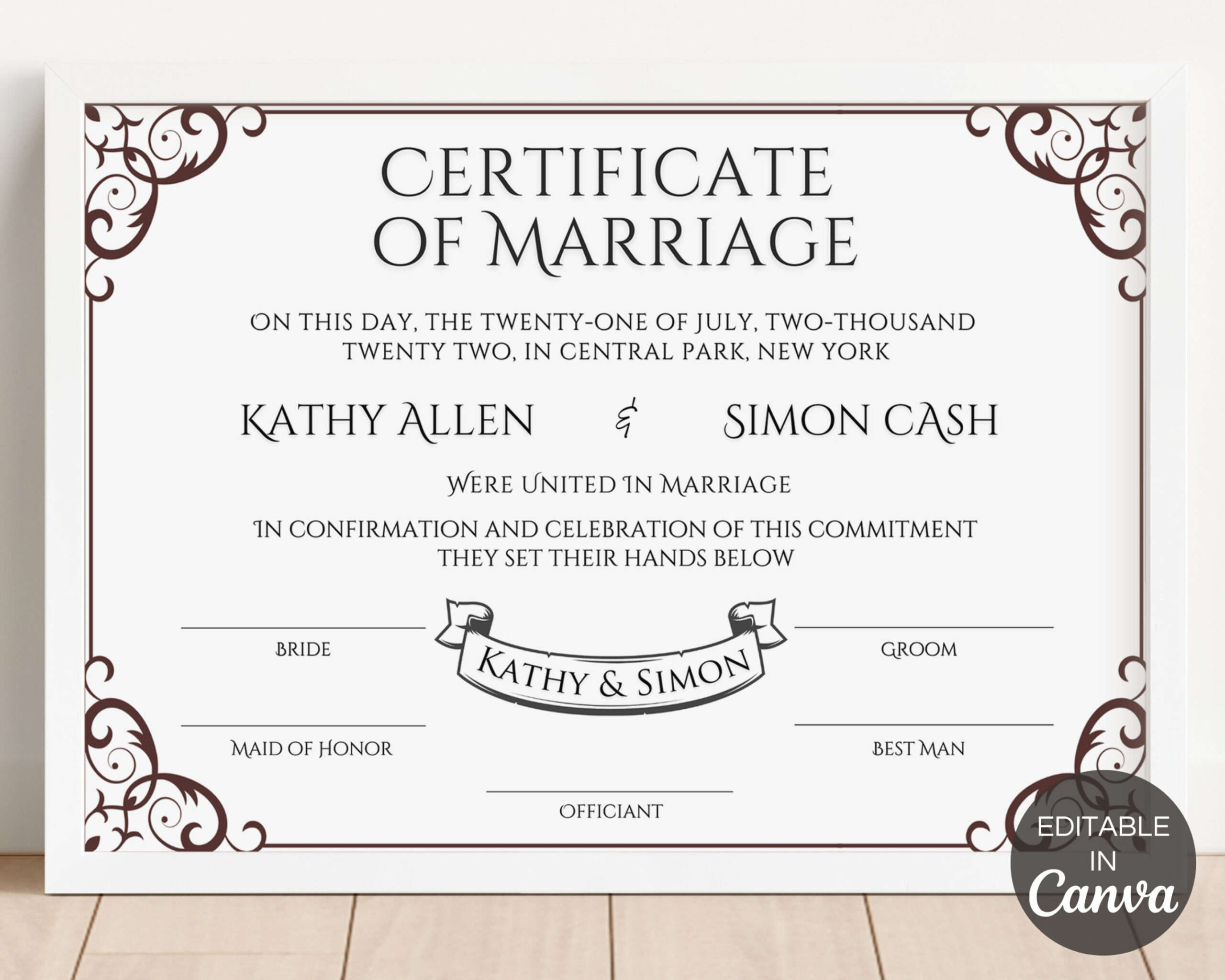 Buy Certificate of Marriage Template, Custom Marriage Certificate