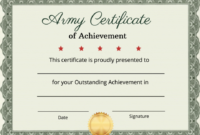 Certificate Of Achievement For Exceptional Service In The United States Army