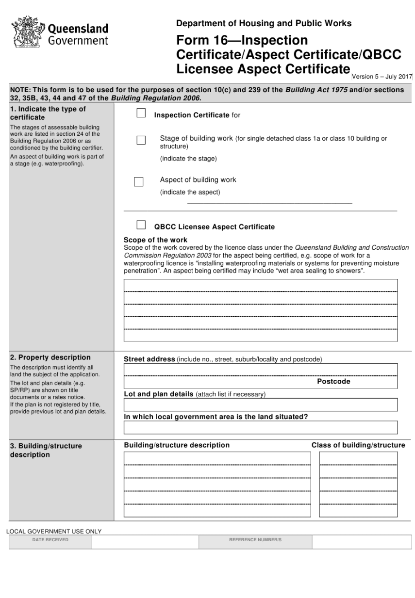 Certificate Of Inspection Template