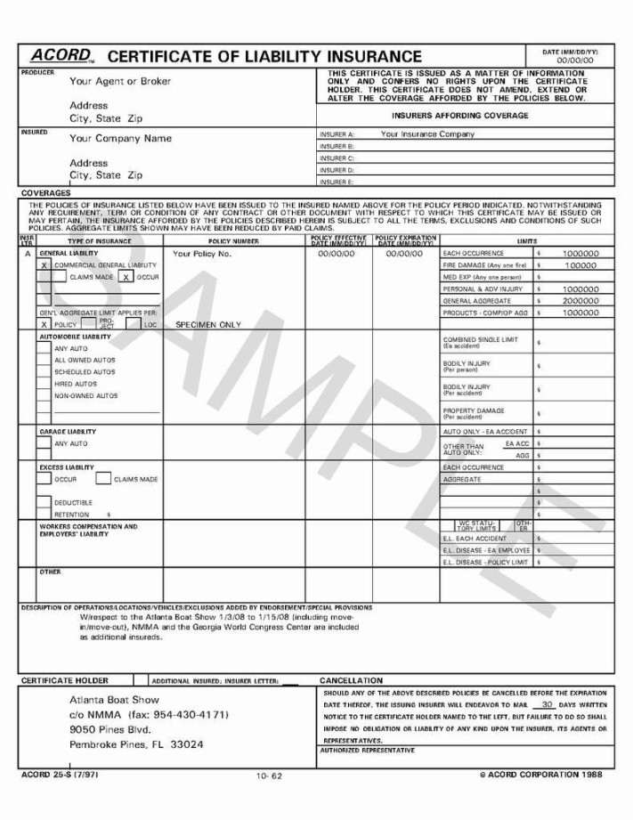 Acord Certificate Of Insurance Template: A Comprehensive Guide ...