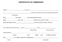 Ownership Certificate Template