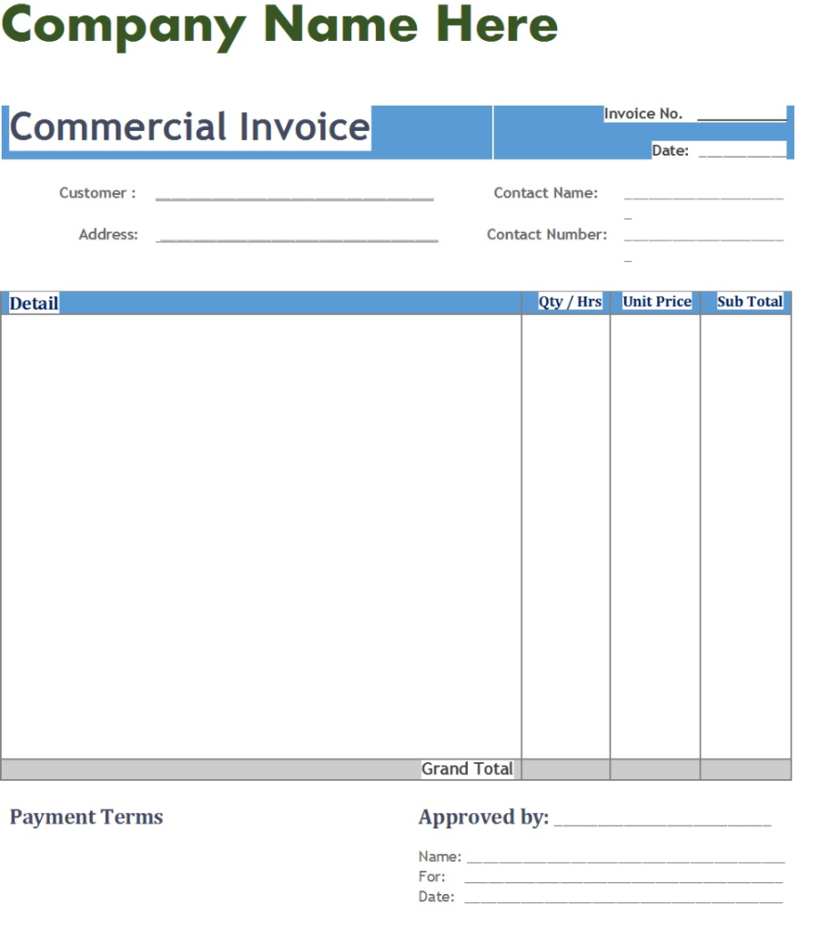 Commercial Invoice Template - Excel Word Template