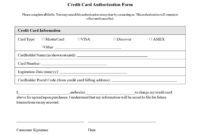 Credit Card On File Authorization Form Template