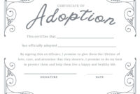 Toy Adoption Certificate Template