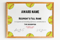 Free Softball Certificate Templates: Professional And Customizable Designs