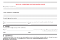 Electrical Isolation Certificate Template