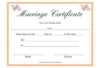 Blank Marriage Certificate Template For Official Use