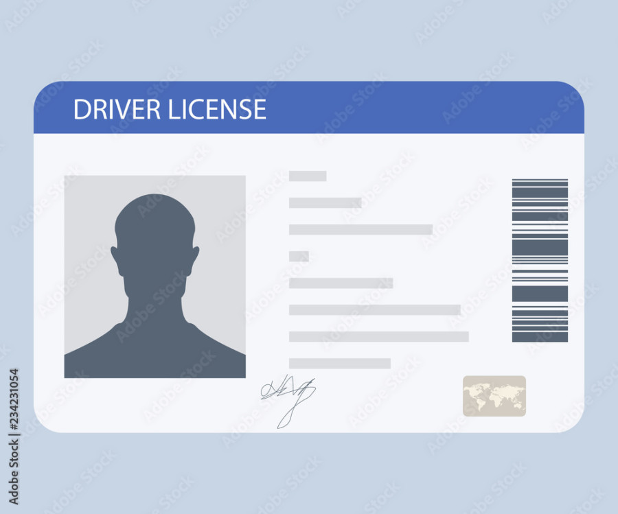 Flat driver license plastic card template