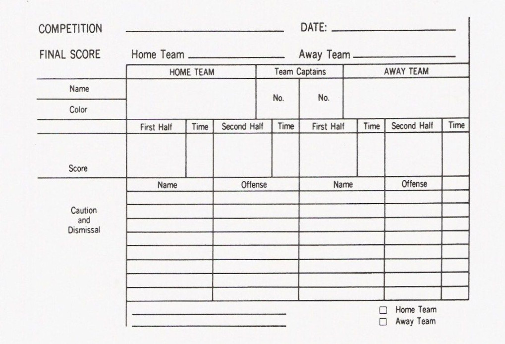 Football Referee Game Card Template