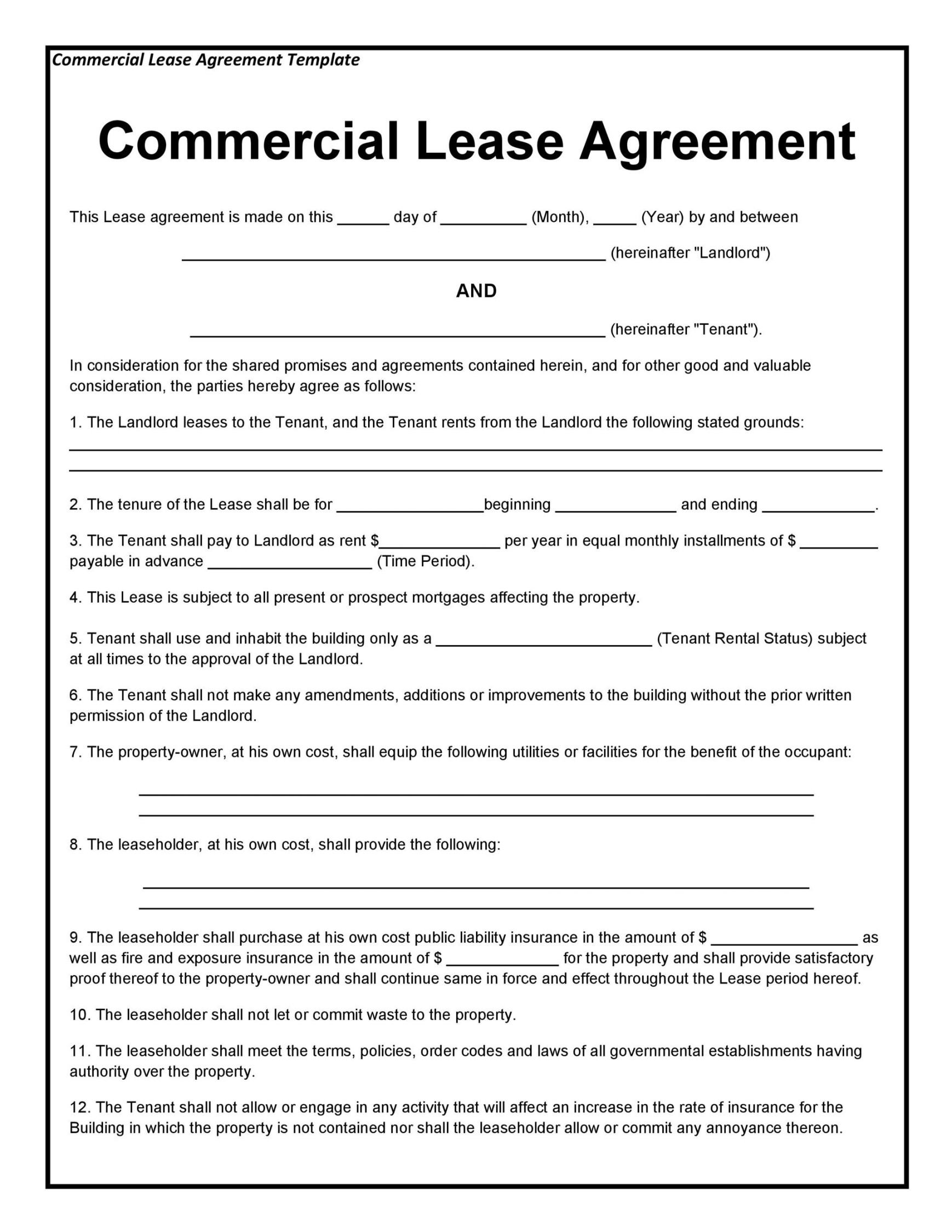 Free Commercial Lease Agreement Templates ᐅ TemplateLab