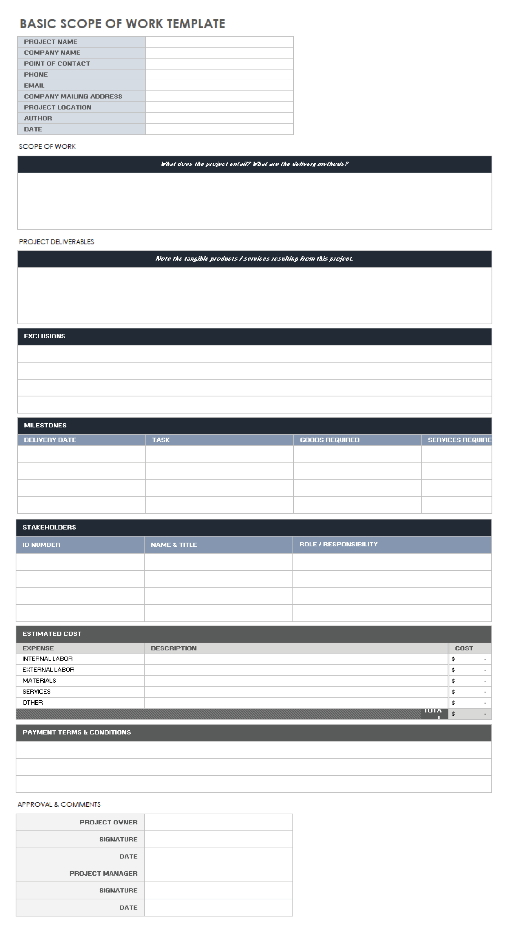 Free Construction Scope of Work Templates  Smartsheet