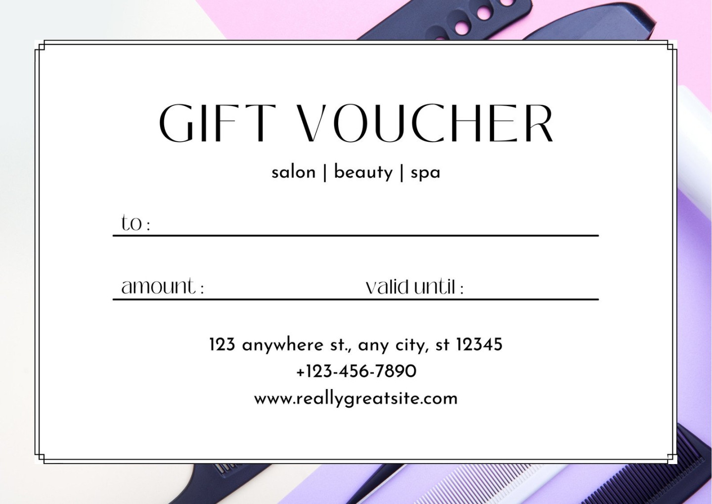 Free, custom printable hair salon gift certificate templates  Canva