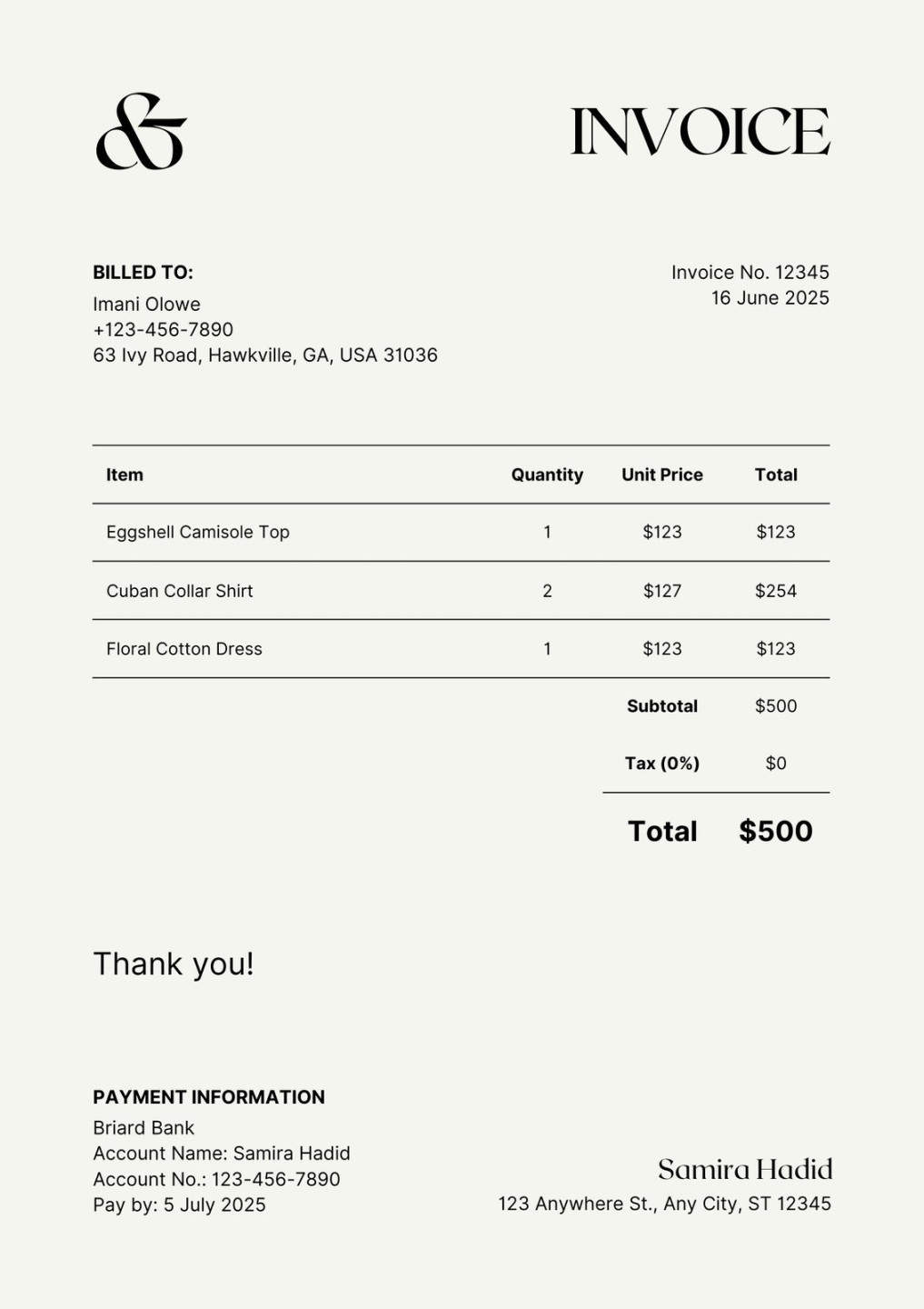 Free, printable, professional invoice templates to customize  Canva