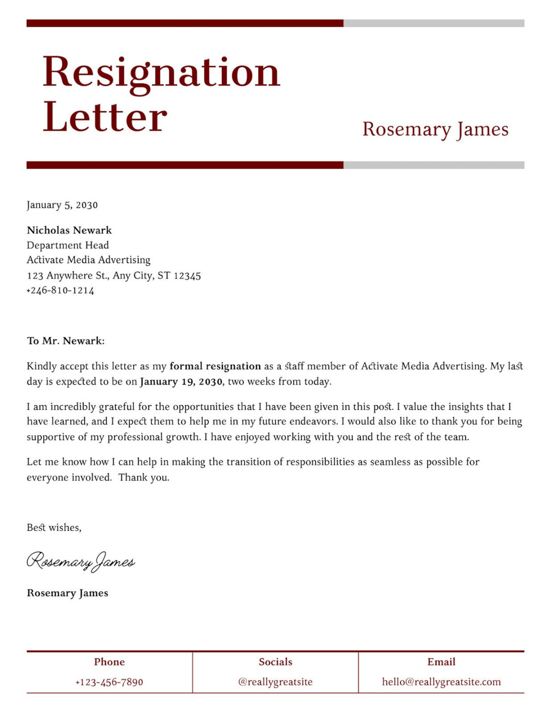 Free to edit and print resignation letter templates  Canva