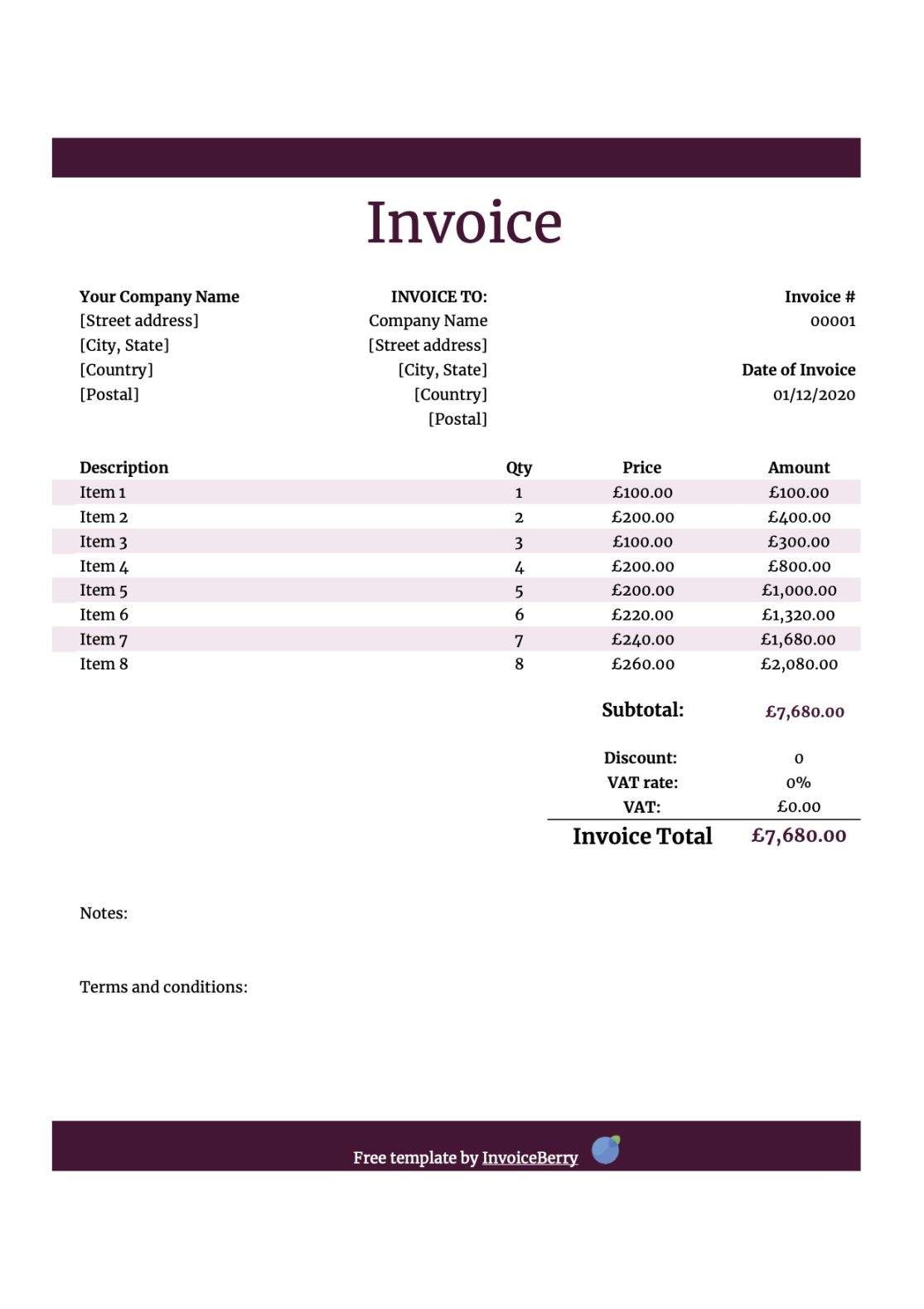 Free US Invoice Templates for Contractors and Companies  InvoiceBerry