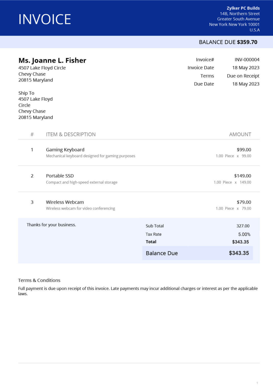 Free Word Invoice Template  Customizable & Professional  Zoho