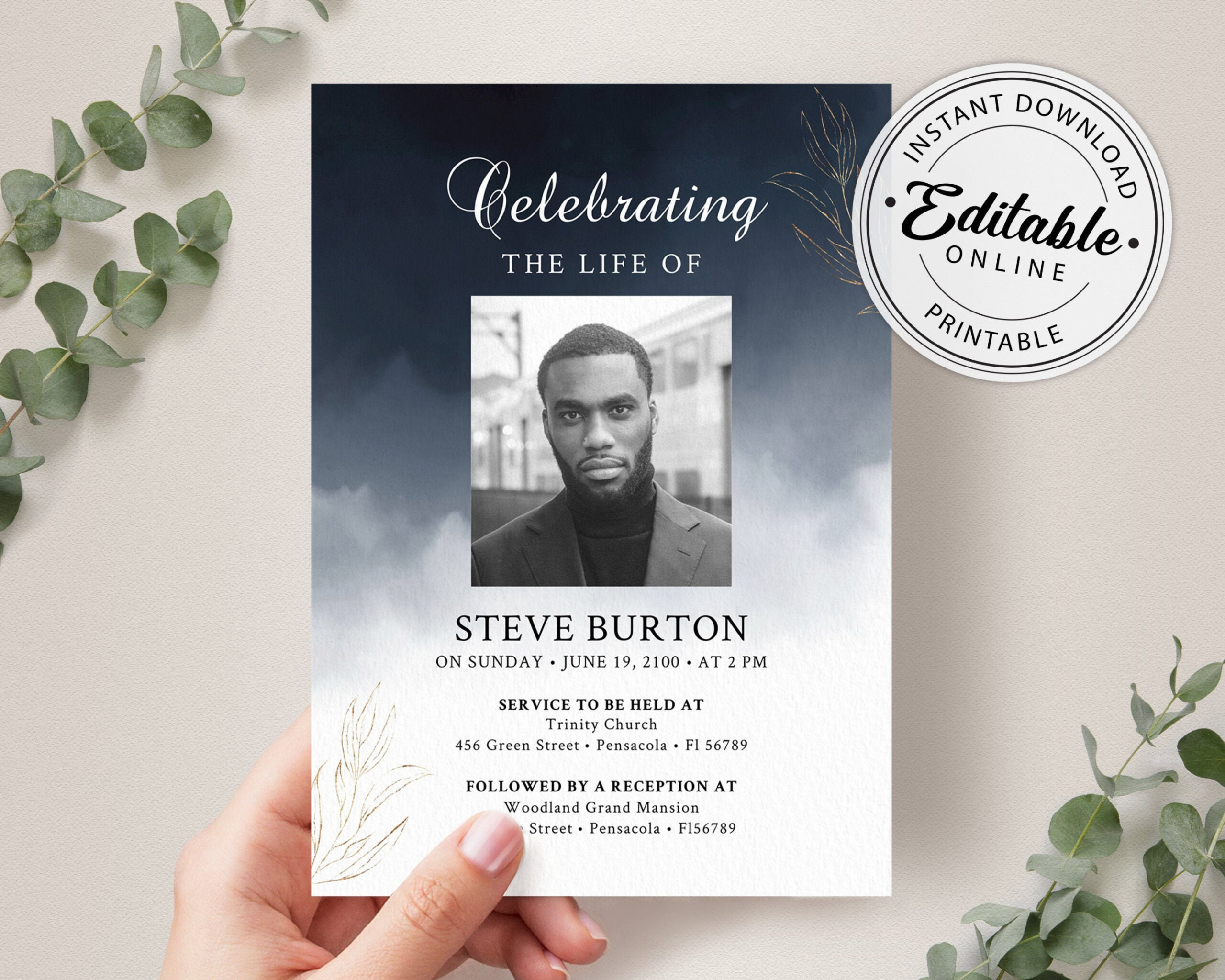 Funeral Announcement Card Template, Funeral Invitation Template