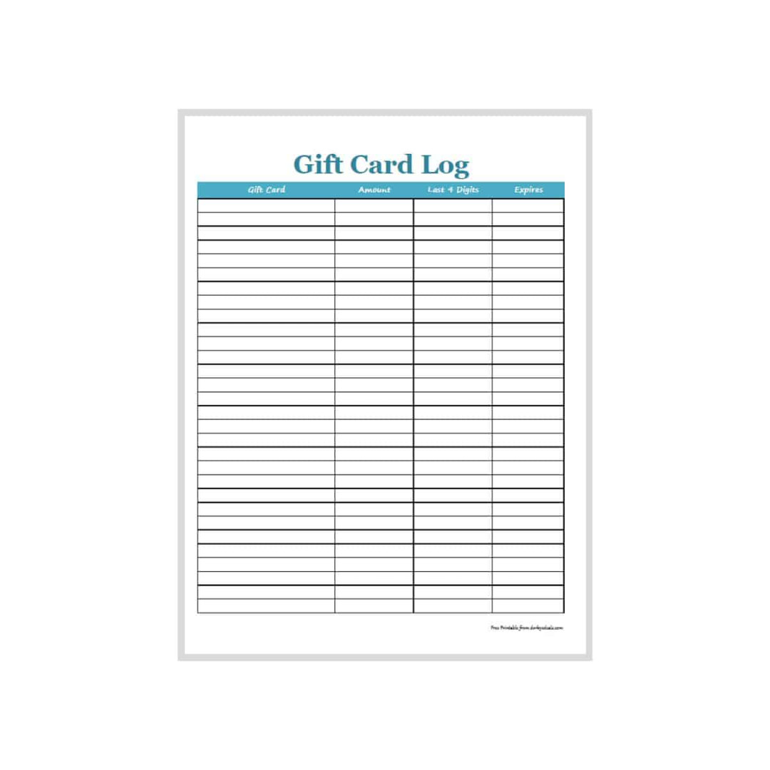 Gift Card Tracking Log (Free Printable!)