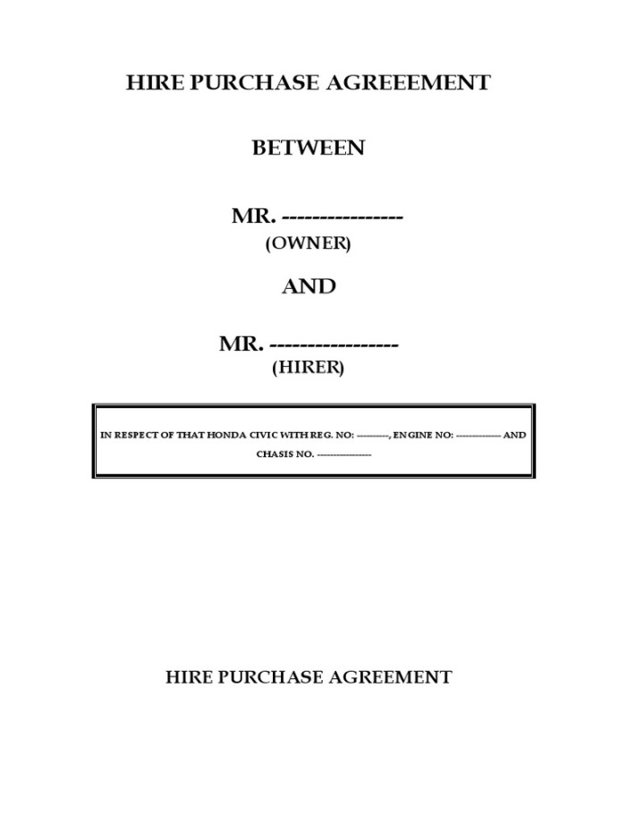 Hire Purchase Agreeement  PDF  Negligence  Lease